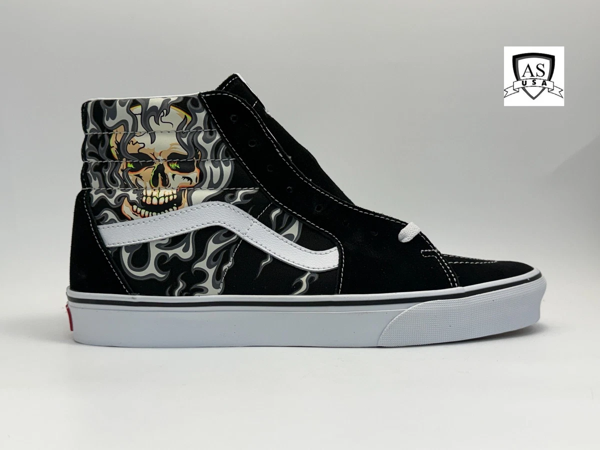 VANS Sk8-Hi Skate Shoe Black/True White 721356 Men 7 / Women 8.5 Stitched Flames VANS Sk8-Hi Flames VN0A32QGK68 - Karmaloop main image 4