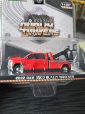 Greenlight 2022 Dodge Ram 3500 Dually Wrecker Tow Truck in Flame Red 1/64 Scale