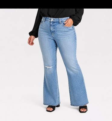 Ava & Viv High Rise Flare Jeans Women's Size 17 Plus Light Wash Stretch Denim