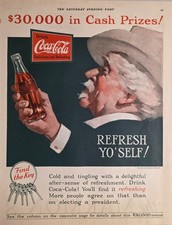 1927 Print Ad Coca-Cola White-Haired Colonel Enjoys Bottle of Coke Atlanta,GA