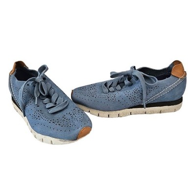 OTBT Blue Leather Cutout Khora Sneaker 7M Casual Leightweight Minimalist Basic