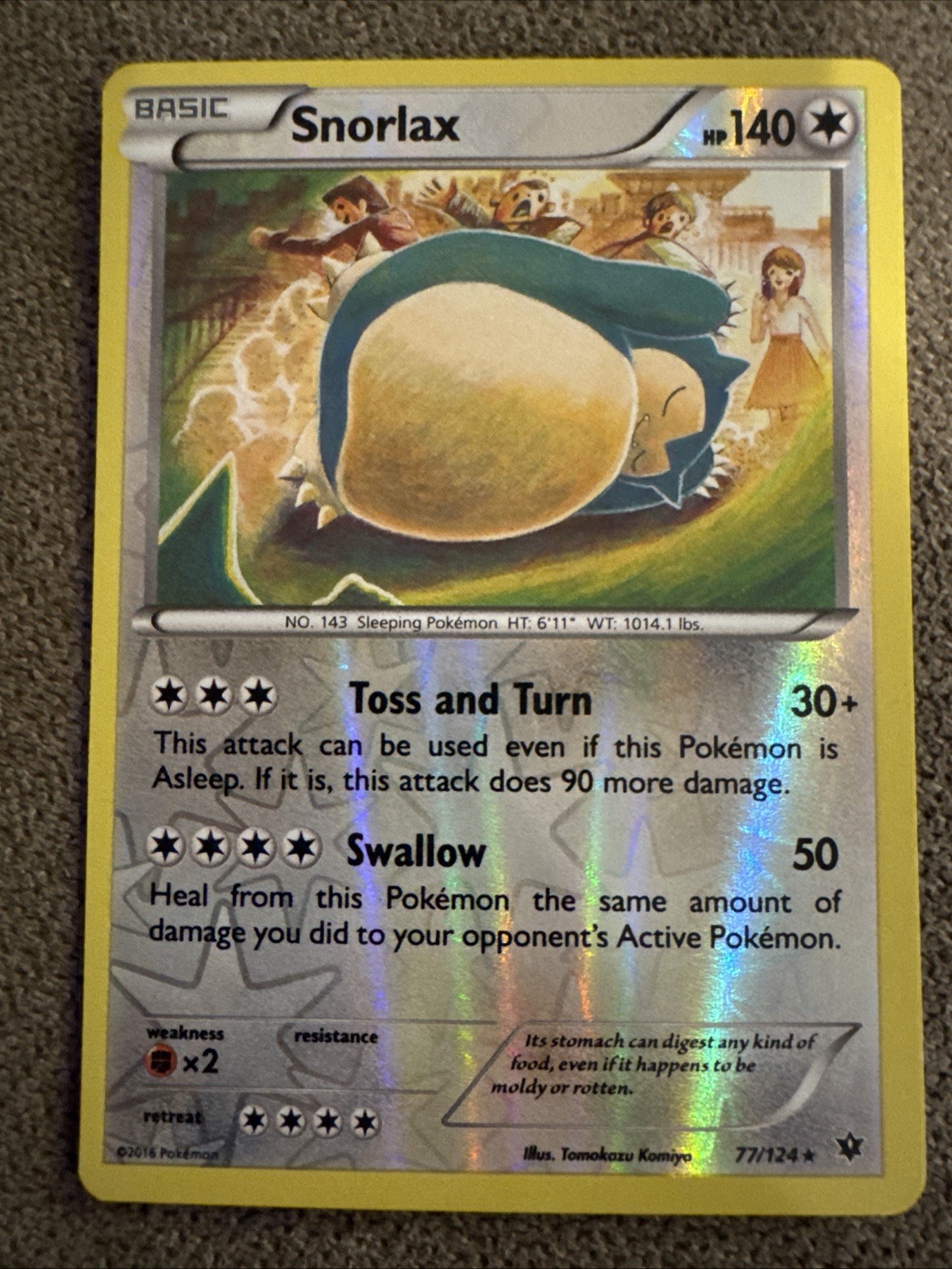 Snorlax 77/124 Fates Collide Reverse Holo LP 2016 Pokémon TCG