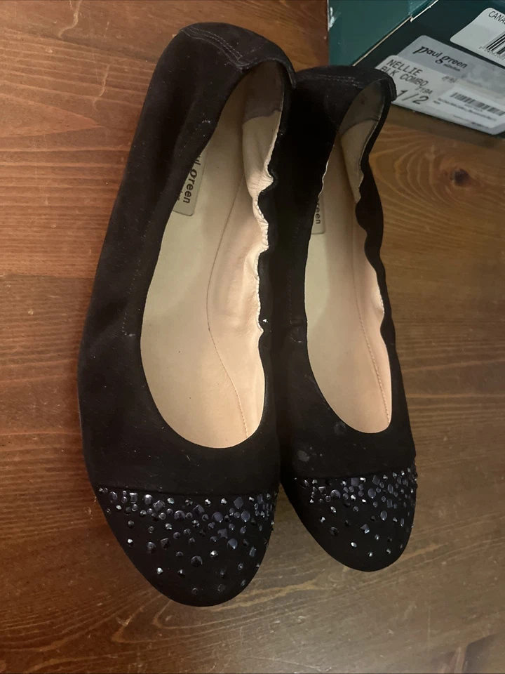 Zapatos de ballet Paul Green para mujer planos negros de gamuza con tachuelas EE. UU. 7,5 UK 5 Foto 4 de 4