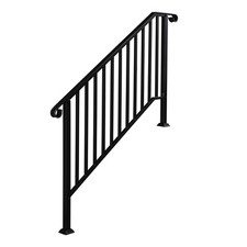 Wrought Iron Stair Handrail Stair Rail Railing Fit 4-5 Steps Handrail for Stairs