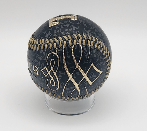 Texas Rangers MLB 2012 cuero béisbol recuerdo coleccionable negro y dorado - Imagen 2 de 5