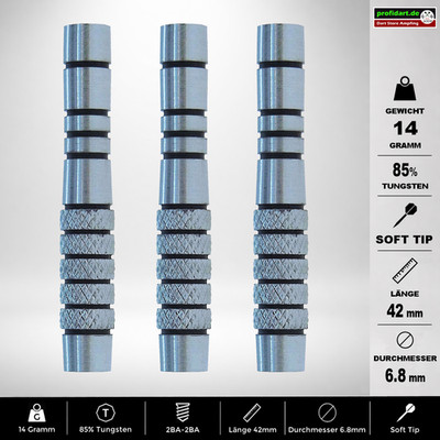     Dart Darts Barrel Barrels Griffstück Soft 85% Tungsten 42x6,8 mm 14g 14 gr