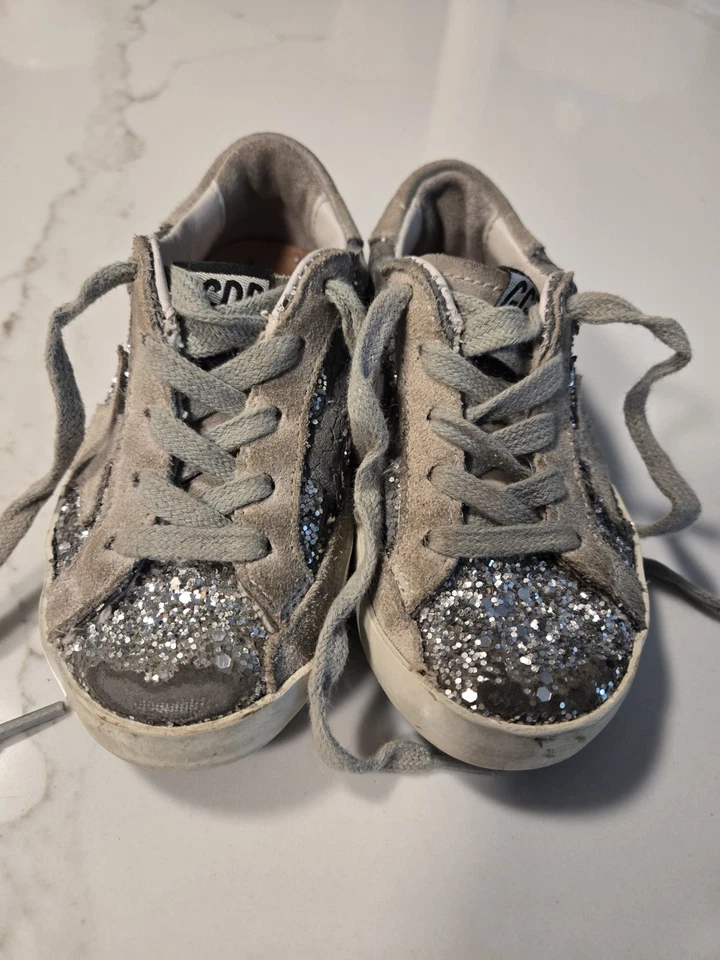 Authentic Toddler Golden Goose Super Star Classic Glitter Sneaker Size 24 - Image 3 of 4