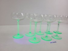 8x Weingläser Glas handgeschliffen Uran Jugendstil Bar Küche Haushalt #2512606