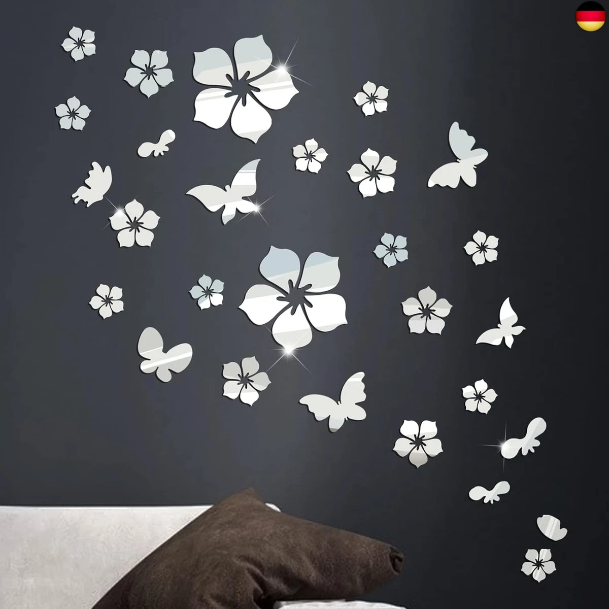 Wandaufkleber Schmetterlinge & Blumen – Bunt, Abnehmbar, 50x70 Cm Vinyl-Deko