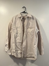 Levi's Red Tab Shirt - Beige Solid Long Sleeve Cotton Button-Up Pockets M