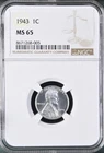 1943 1C  Lincoln Wheat One Cent NGC MS65   8671268-005