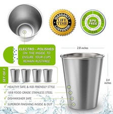 CHILLOUT LIFE Stainless Steel Kids Cups 8 oz - 4 cups