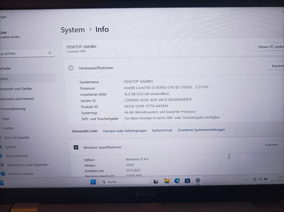 Dell Latitude 5410 14" IPS FHD i5-10310U 16GB RAM 256 GB SSD Windows 11 Pro Nr36 - Bild 2 von 4