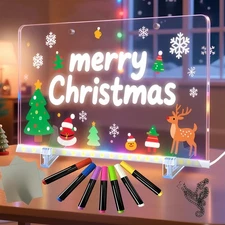 LED Drawing Board, 10 Modes Acrylic LED Light-up Dry Erase Board with 7 Color...