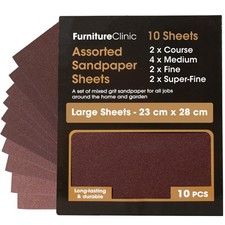 Assorted Sandpaper 10 Large Sheets For Walls Metal Wood & Furniture for Hand