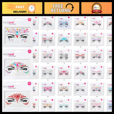 32 PCS Self-Adhesive Face Gems - Glitter Jewel Tattoo Stickers for Rave Festiv