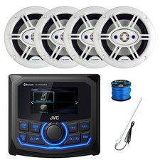 JVC Marine 2.7" LCD AM/FM/WB Receiver, 4x 6.5" Speakers w/Wire, Antenna