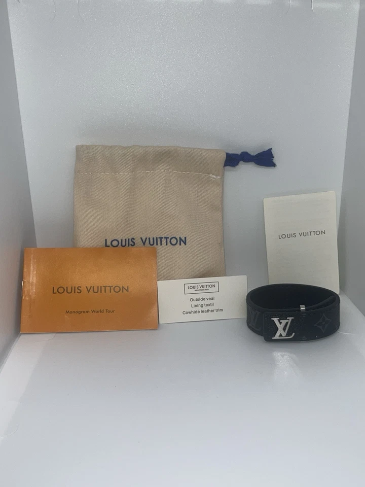 Pulsera Louis Vuitton Negra LV Delgada Ajustable 21 en Caja Incluida Prioridad Gratis Foto 4 de 4