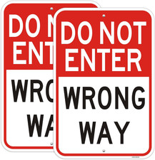  2 Pack Large Do Not Enter Sign, 18"X12" Wrong Way Sign