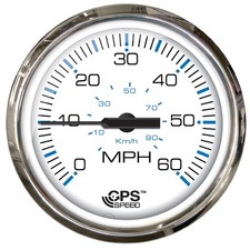 Faria Chesapeake White SS 4" Studded Speedometer - 60MPH GPS 