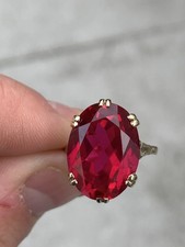 9ct Gold Ruby Ring, Vintage 9k 375 Large Heavy 6.2G