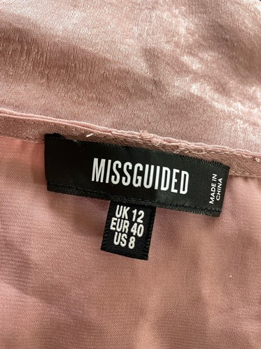 Missguided Front Tie Peplum Blouse Pink Shimmer Dressy Party Shirt Womens sz 8 - Picture 5 of 5