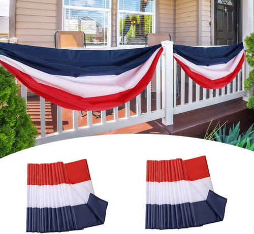 2Pack American Bunting Flag Banner 2X20Ft USA Patriotic Flag Decor Porch Outdoor