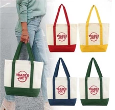 Trader Joe's Pastel Canvas Tote Shopping Bag 8 Colors Limited New With Tag US
