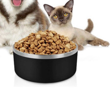 Stainless Steel Dog Bowl for Large Dogs, Dog Food Water w/ Non Slip Black NEW 