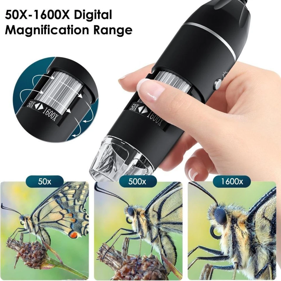 Mini USB Digital Mikroskop Lupe 1600X HD Microscope Kamera 8 LEDs für Handy PC - Bild 2 von 4