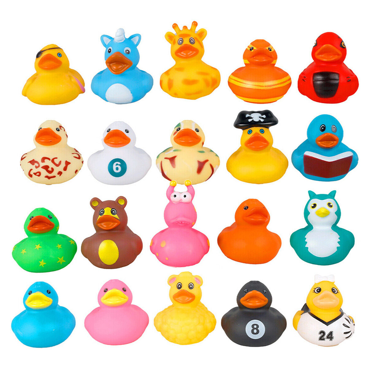 20Pcs Assorted Ducks Squeak for Kids Rubber Duck Bath Tub Pool Toy Cute