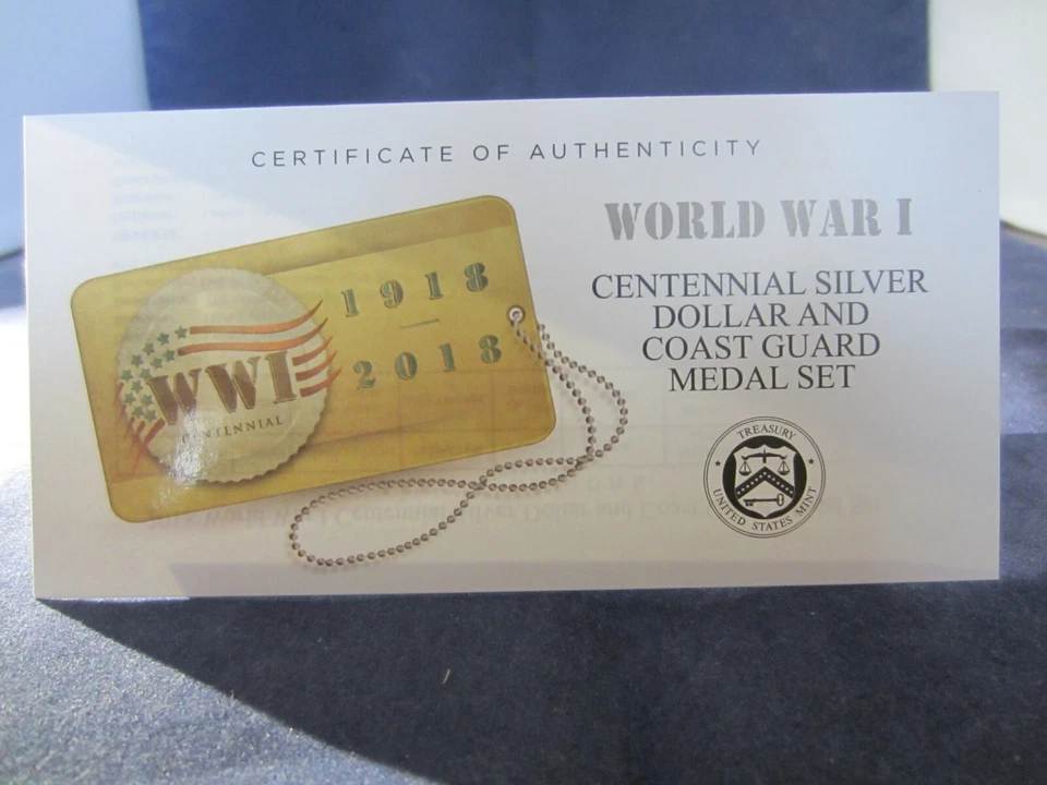 2018-P&D WWI PROOF SILVER DOLLAR & COAST GUARD MEDAL SET 1.5 TROY OUNCE - Image 3 of 4