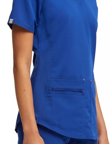 NWT Scrubstar Ultimate Scrub Top Stretch Twill Criss Cross V-Neck Blue Sz XS - Picture 4 of 8