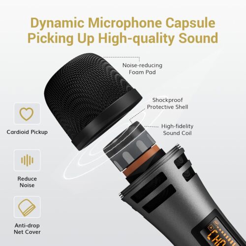 TONOR Wireless Microphone, UHF Cordless Handheld Dynamic Karaoke Singing TW320 - Picture 5 of 18