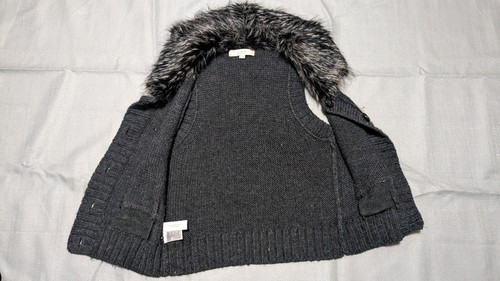 Ann Taylor Loft Sweater Vest Faux Collar Medium Petite Black Sleeveless - Picture 3 of 14