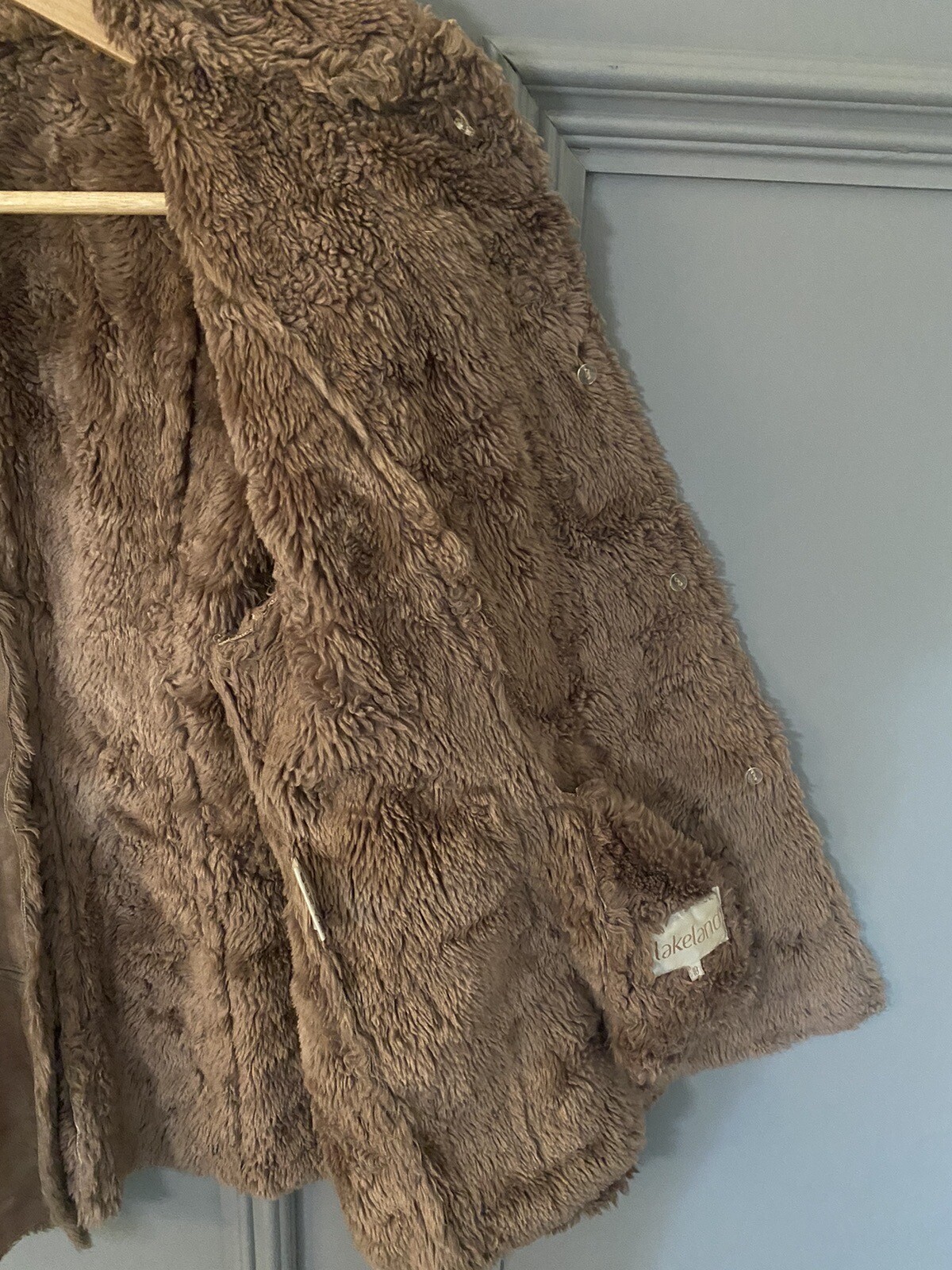 Lakeland Faux Sheepskin Shearling Coat with Faux Fur Lining UK size 16