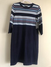 Allison Brittney Knit Sweater Dress Size S Navy Blue Striped 3/4 Sleeves NWT!