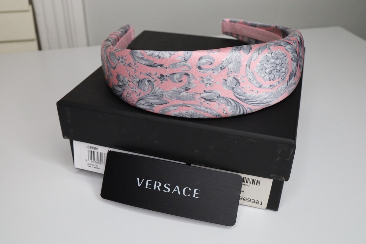 Authentic Versace Pink Grey Silk Headband | eBay display picture 3