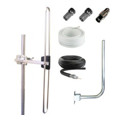  DAB Radio Outdoor/indoor Loft Aerial Combined Kit with Bracket and Coax Cable