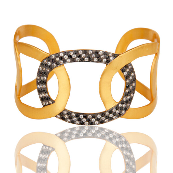 18k Gold Plated CZ Gemstone Bridesmaid Cuff Bracelet