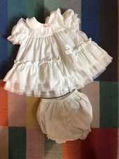 Vintage Bryan Girls Dress Ruffles Lace With Diaper Cover Bloom White 9-12 Months