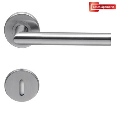 Normbau EST.ZG21 Türdrücker Rosettengarnitur BB L-Form Edelstahl matt Türgriff
