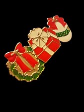 RARE VINTAGE ENAMEL Christmas HAIR BARRETTE CLIPS HAIR ACCESSORY