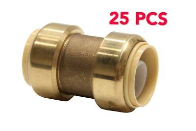 EFIELD 25 PCS 3/4'' X 3/4'' PUSH FIT COUPLINGS BRASS FITTINGS/CLIP,  LEAD FREE