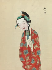 100 Portraits of Peking Opera Characters No 3 by Qing Dynasty Chinese Artist