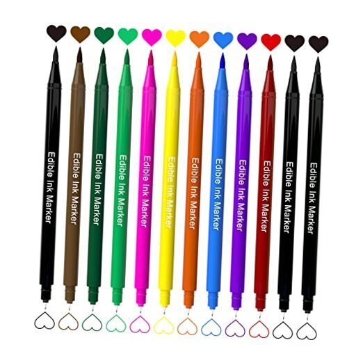  Edible Markers for Cookie Decorating,12Pcs Ultra Fine Tip(0.5mm) Food 