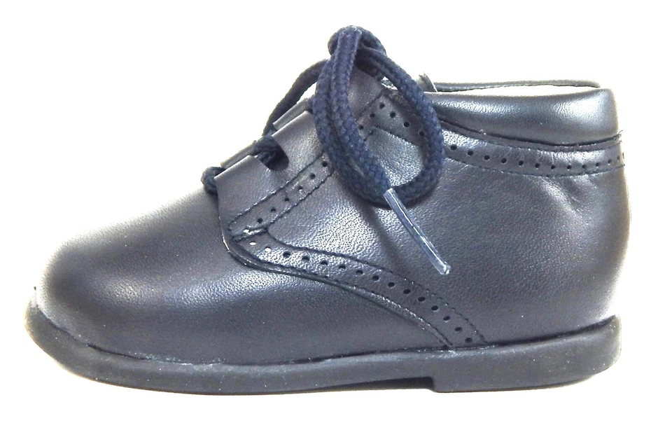 DE OSU - España - Botas Ghillie de Vestido de Cuero Azul Marino para Niños -Zapatos -Europeas -Talla 4-6 Foto 2 de 4