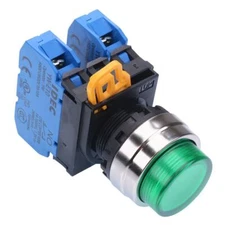 IDEC Green 22mm Metal Bezel Momentary Push Button Switch 2NO IP65 YW4L-M2E20Q0G