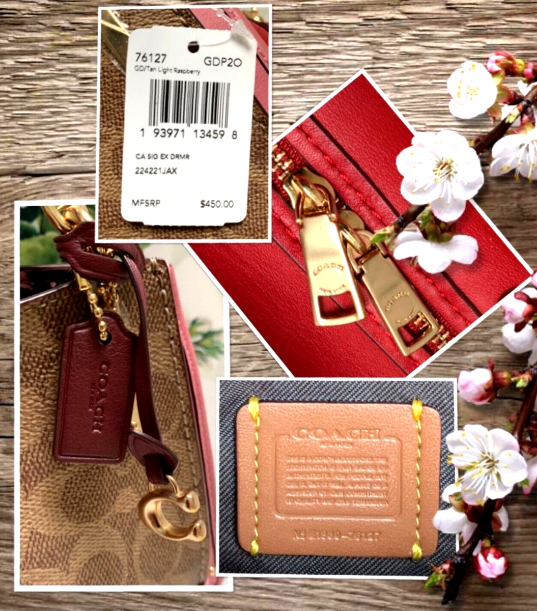 NWT COACH DREAMER 21 76127 Exotic Sig X-body Handbag In TAN/LT