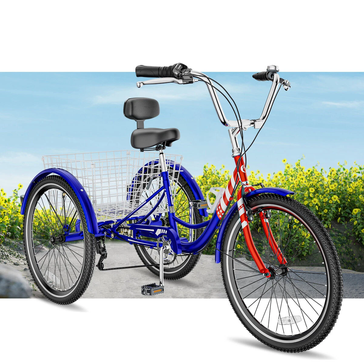 Mooncool Adult Tricycles 7 Speed 24/26inch 3-Wheels Bicycle Bike Trike w/  Basket | eBay